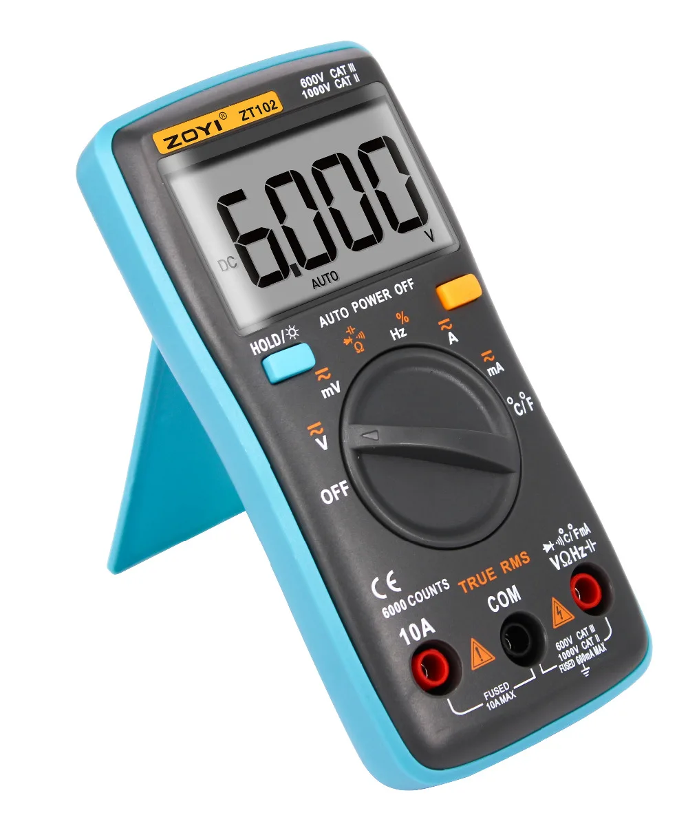 ZT101 Цифровой мультиметр 6000 отсчетов подсветка AC/DC Амперметр Вольтметр Ом