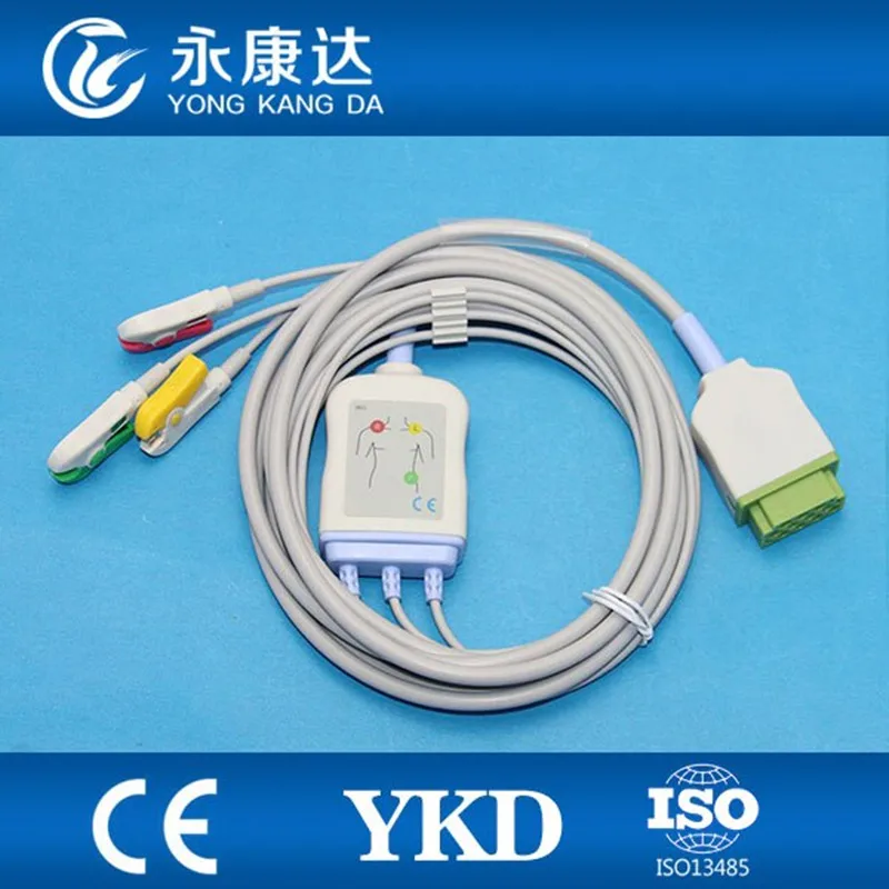 GE Dash 2500 цельный кабель ЭКГ с 3-контактным зажимом IEC 11Pin от AliExpress RU&CIS NEW