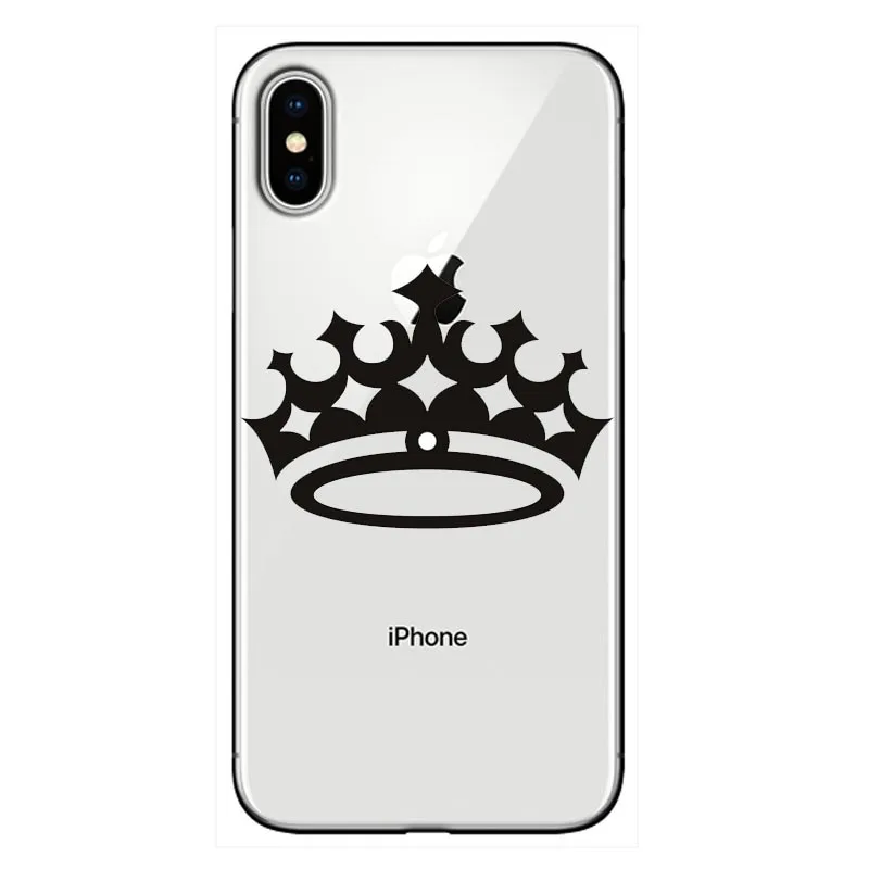 Прозрачный мягкий чехол для телефона из ТПУ с рисунком короны King queen iphone 6 6S 7 8 Plus 11
