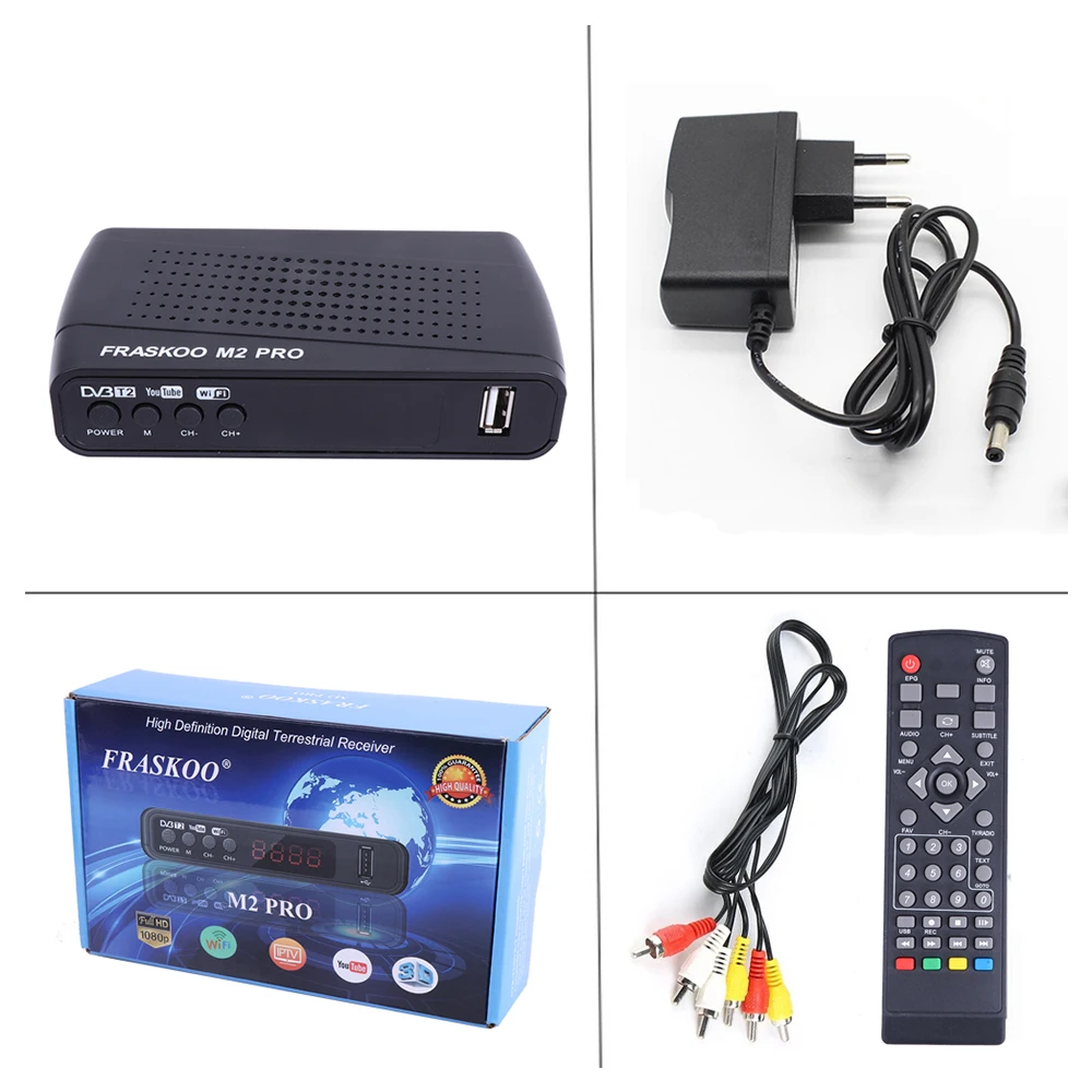 Fraskoo M2 PRO DVB-T2 HD 1080p tv Stick цифровой наземный ТВ приемник USB 2,0 ТВ-тюнер H.264 спутниковый ТВ приемник