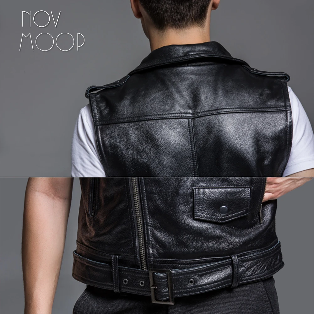 Мужская байкерская куртка без рукавов черный жилет из натуральной воловьей кожи