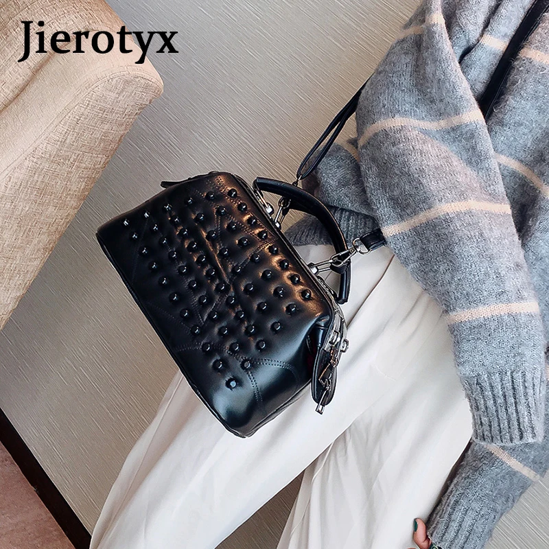 JIEROTYX продвижение готический панк стиль женские сумки через плечо заклепки