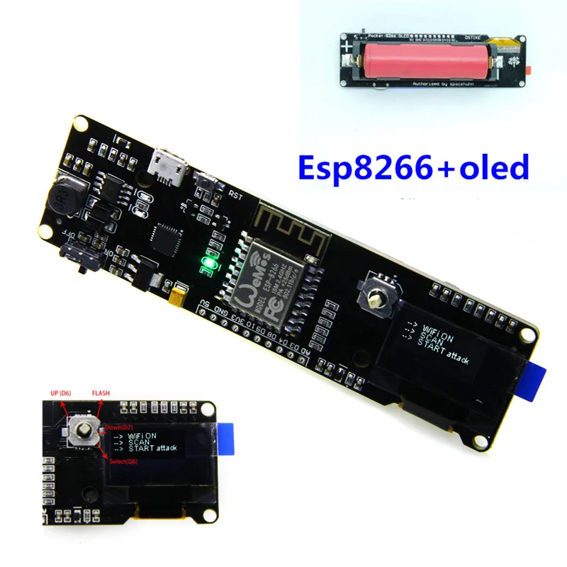 

ESP8266 NODEMCU+0.96 OLED development board + 18650 charging system