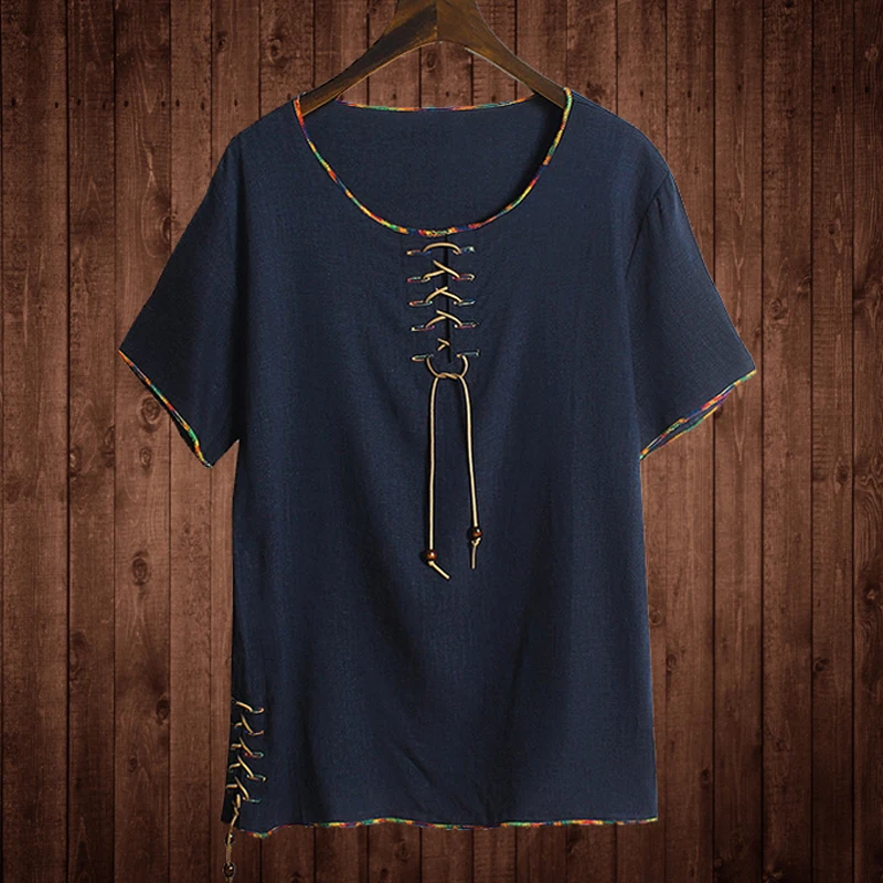 

Free shipping Linen t shirts men male big o-neck M-11XL Chinese style plus size men's Casual short-sleeve T shirt man hiphop