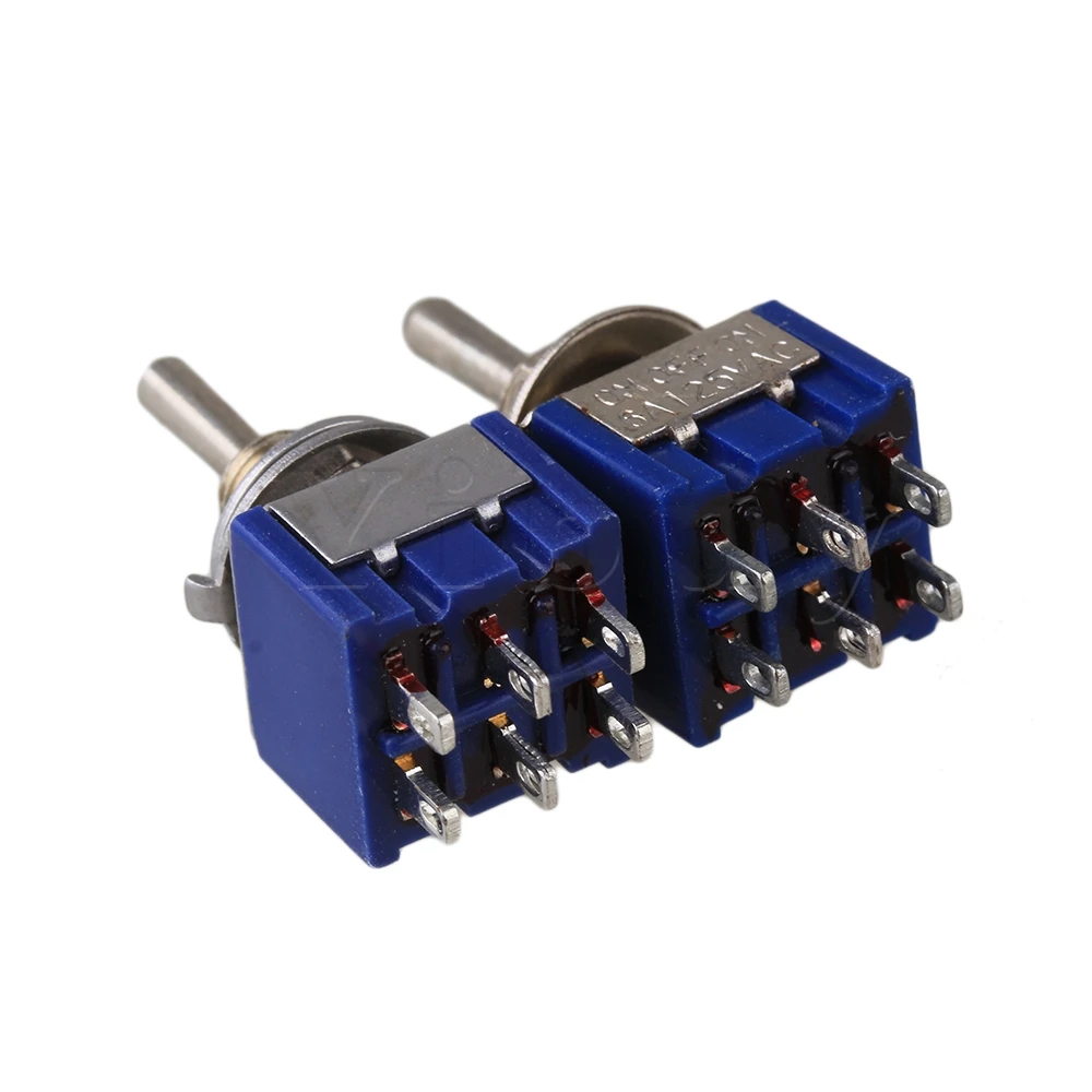 Yibuy 40 шт синий 3-полосный AC 125V 6A двухполюсный DPDT ВКЛ/ВЫКЛ/вкл Тип 3P тумблер | Спорт и