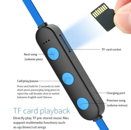 Беспроводные Bluetooth наушники Поддержка TF/sd-карты Магнитная водонепроницаемая
