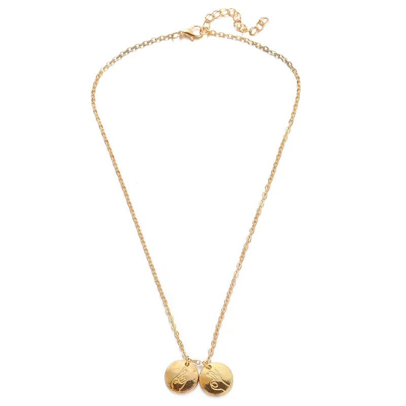 Ручное теснение знак Язык сестра Ожерелье Лучшие друзья I Love You поклялись жесты