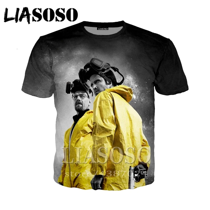 LIASOSO аниме 3d принт футболка для мужчин и женщин модная Breaking Bad hombre Harajuku 2018 Забавные