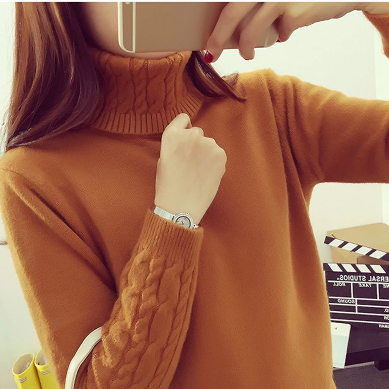 Autumn Winter New Women High Collar Pullover Sweater Loose Korean Twist Wild Thicken Female Knitted LQ101 | Женская одежда
