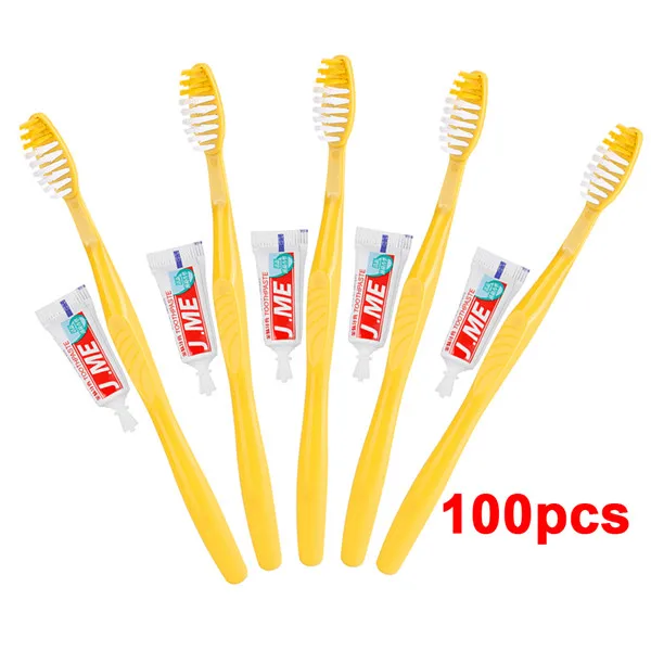100pcs 100/50/20/10/5/2/1 шт. одноразовые Зубная щётка зубная паста Комплект Одноразовых полоскание умывание костюм для путешественника молодого человека Ванная комната - Цвет: 100pcs