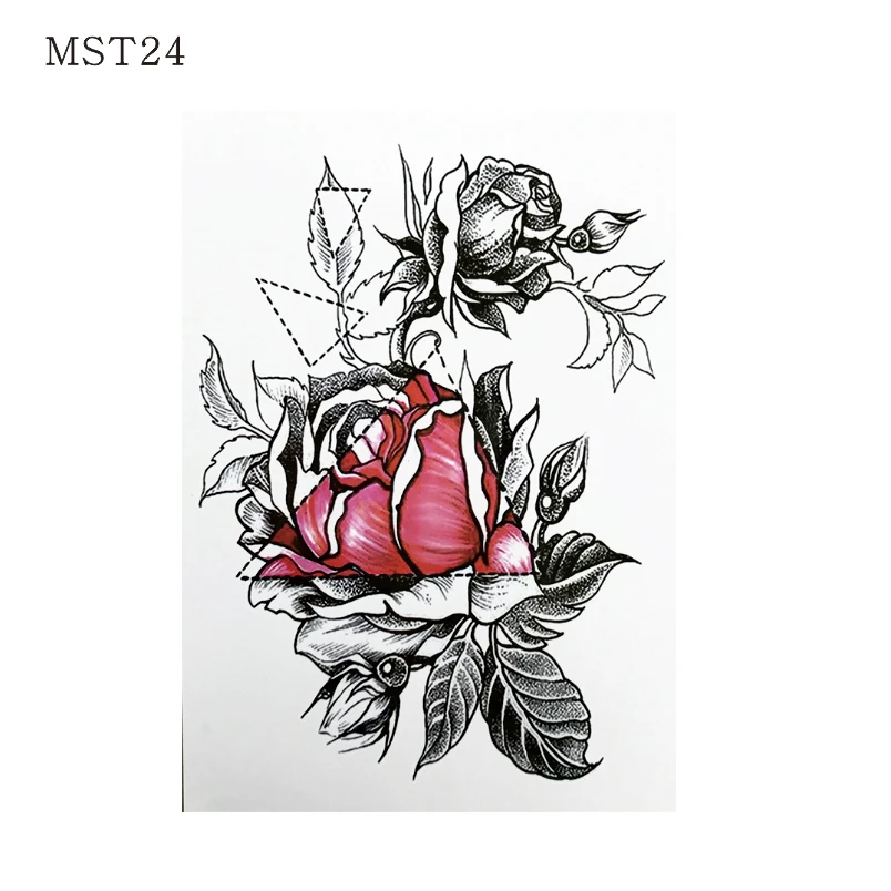 Временная татуировка MST23 1 шт. винтажная Цветочная различные узоры Pansy/красный
