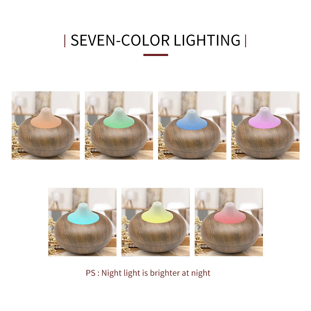 FUNHO 400ml USB Aroma Diffuser Essential Oil Aromatherapy Air Humidifier Wood Grain Mist Maker LED Color Night Light Housing | Бытовая