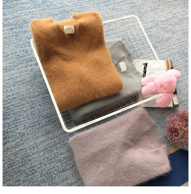 Luxury clothes Sweaters fashion women korean style Dress knitting for womens warm sweaters Shaggy coat Knitted pullover B3963 | Женская