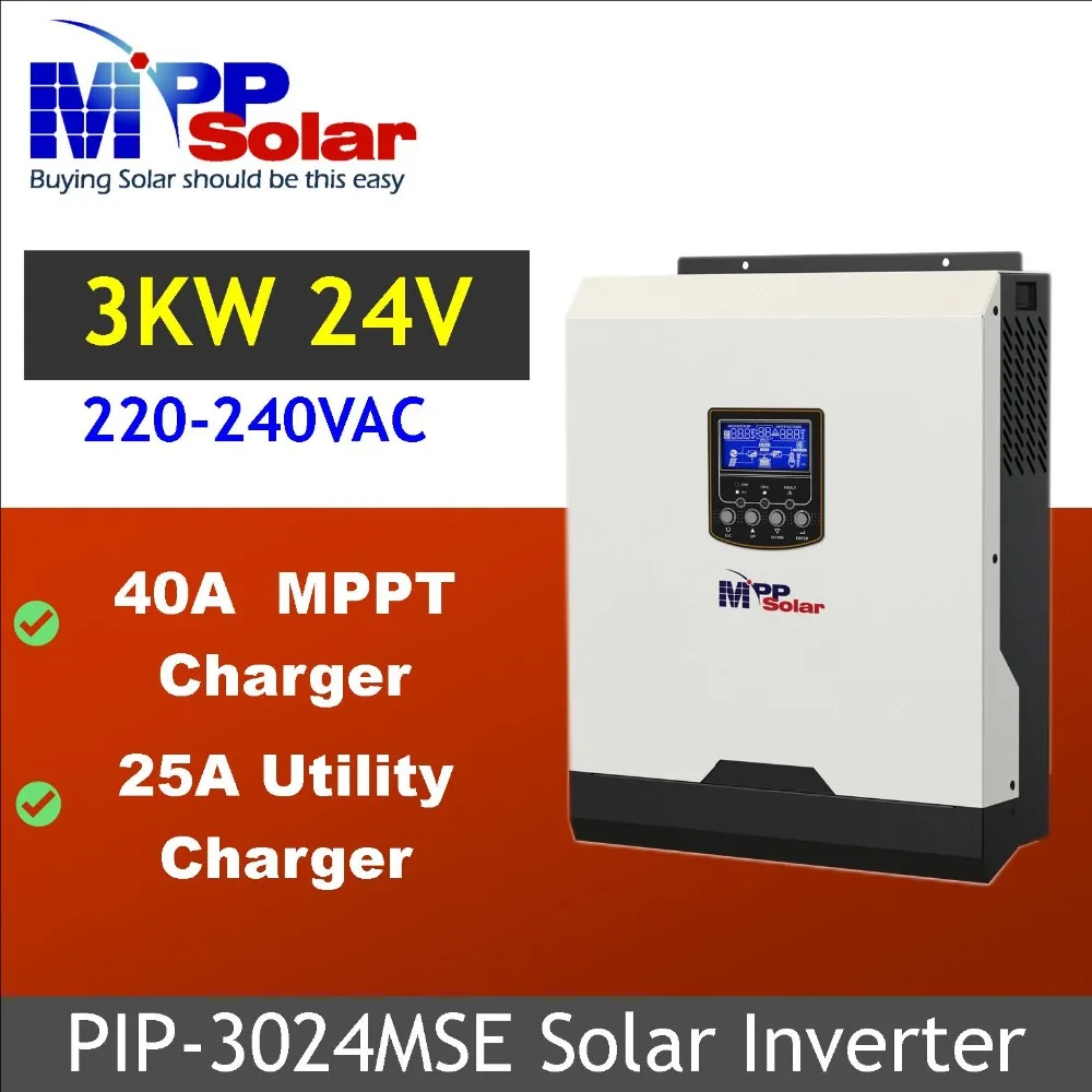 (MSE) солнечный инвертор 3kva 3000w 24v 230Vac + 40A MPPT Солнечное зарядное устройство чистая