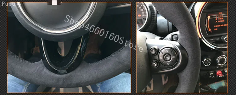 PUOU для peugeot 208 ручная сшитая замшевая крышка рулевого колеса с ручной прошивкой прямая установка шлифовальная ручная прошивка кобура