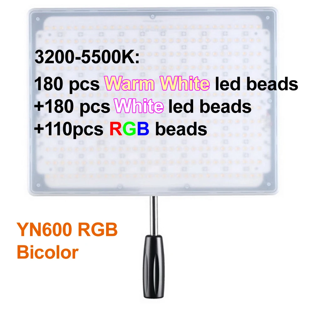 YONGNUO YN600 RGB светодиодный светильник для видео YN 600RGB светодиодный светильник для фото Регулируемый двухцветный 3200 K-5500 K с регулируемой яркостью беспроводной Bluetooth пульт дистанционного управления