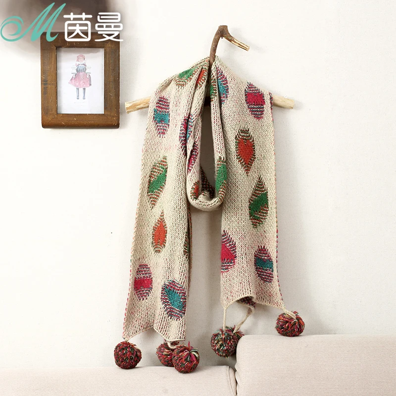 INMAN Spring Autumn And Winter Super Long Wool Warm Knitting Hairball Scarf | Аксессуары для одежды
