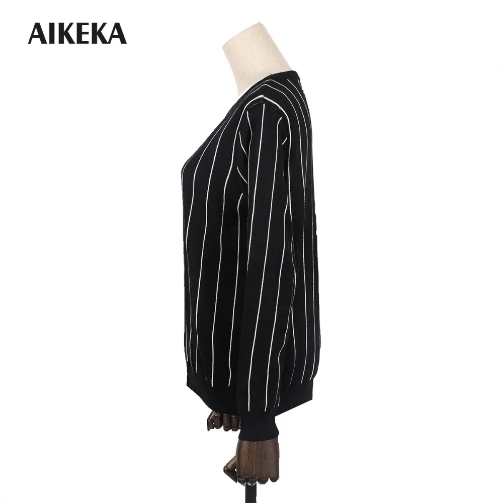 Women top Autumn Winter Pullover vertical stripes all-match Female o-Neck jumper Loose blouse Casual basic knitted Sweater | Женская