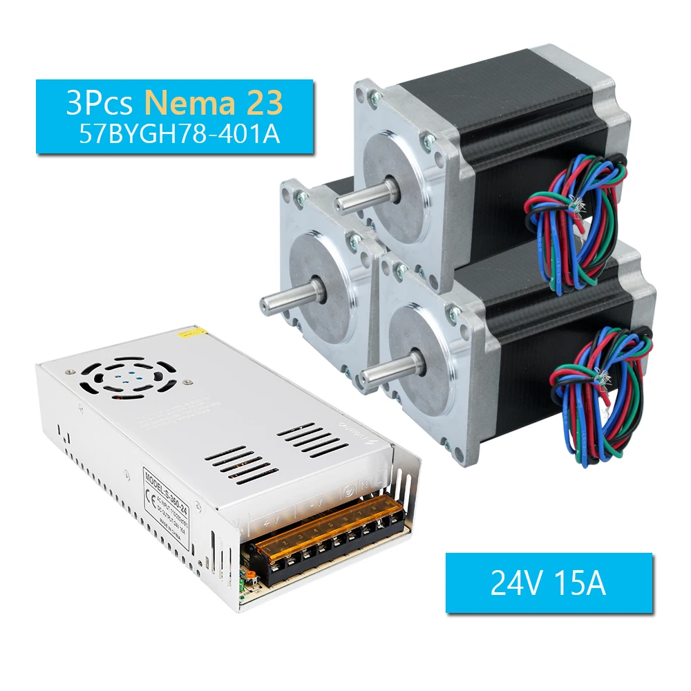 3 шт. Nema23 CNC маршрутизатор шаговый двигатель 2 фазы 4 проводной 57BYGH78 401A одиночный