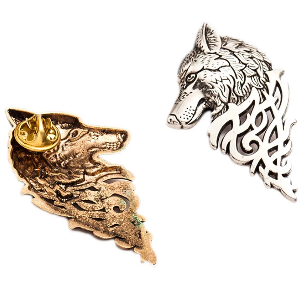 Мужская Винтажная брошь в форме головы волка|pins for men|wolf head broochbrooch pin men |