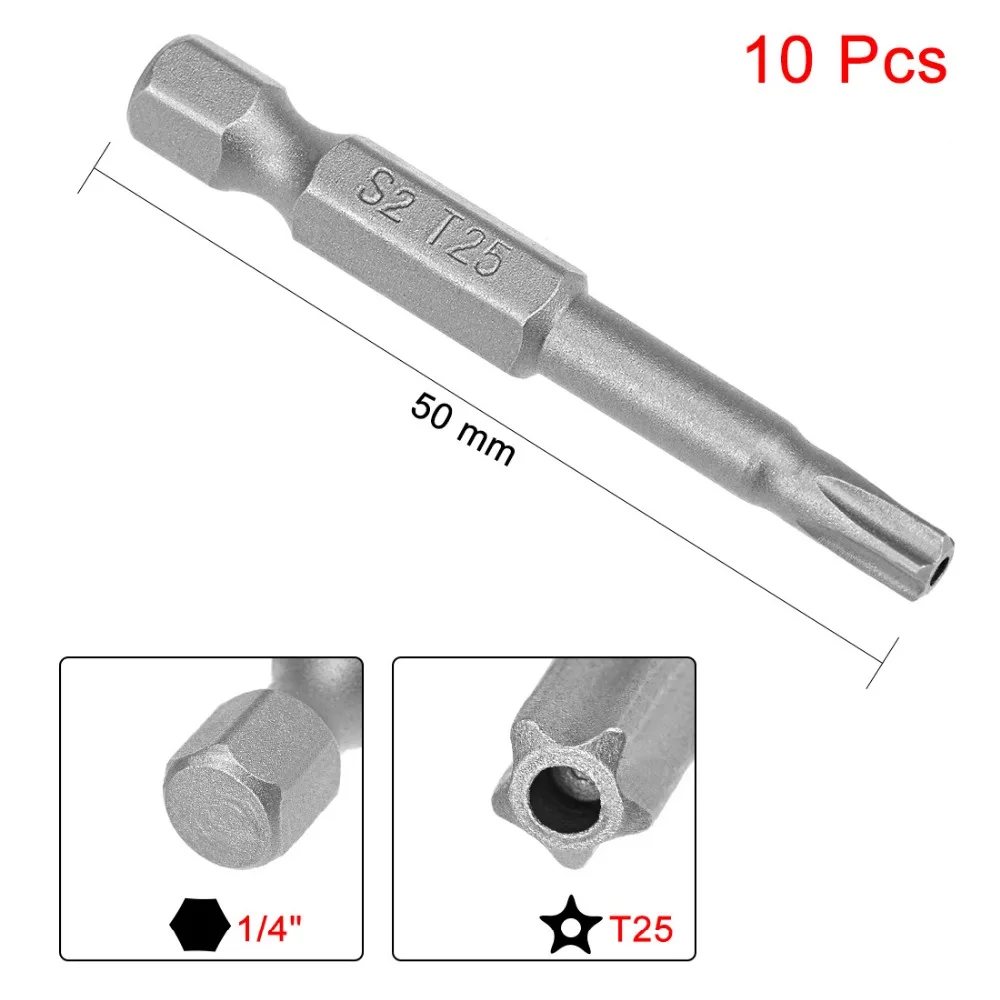 Uxcell 10 шт./лот 50 мм 1/4 &quotшестигранный хвостовик T8 T10 T15 T20 T25 T27 T30 T40 магнитная головка