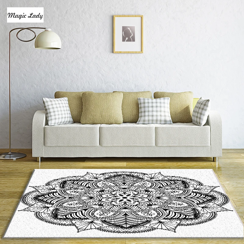 Carpet With Flowers Living Room Bedroom Floral Decoration Circles Shapes Pattern Abstract Texture Lines Petal Modern Beige Black |