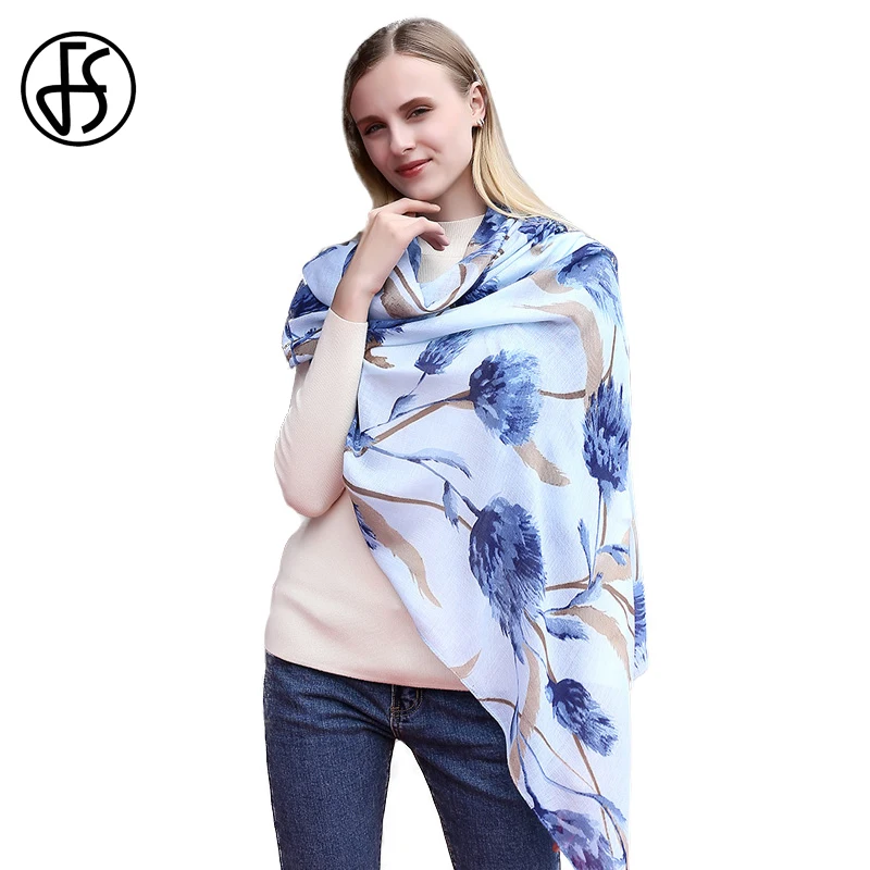 FS Poppy/дизайнерский Длинный мягкий шарф с цветочным принтом женская накидка шарфы