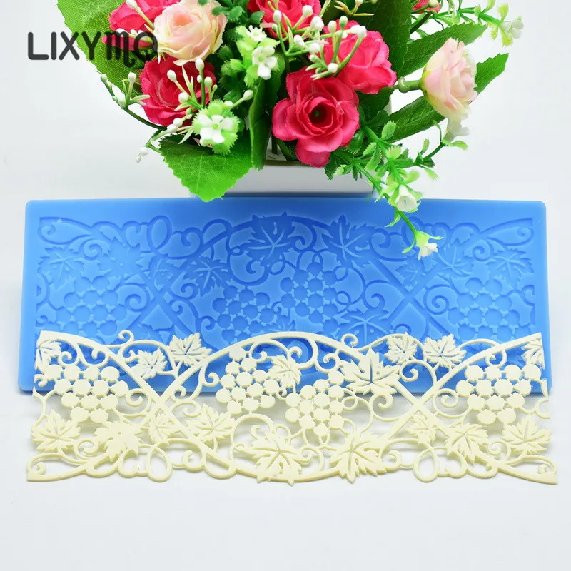 Новые силиконовые формы для помадки Виноградная кружевная лоза дизайн