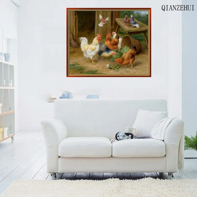 QIANZEHUI DIY Rhinestone plastic crafts diamond painting Rooster animal series full embroidery | Дом и сад