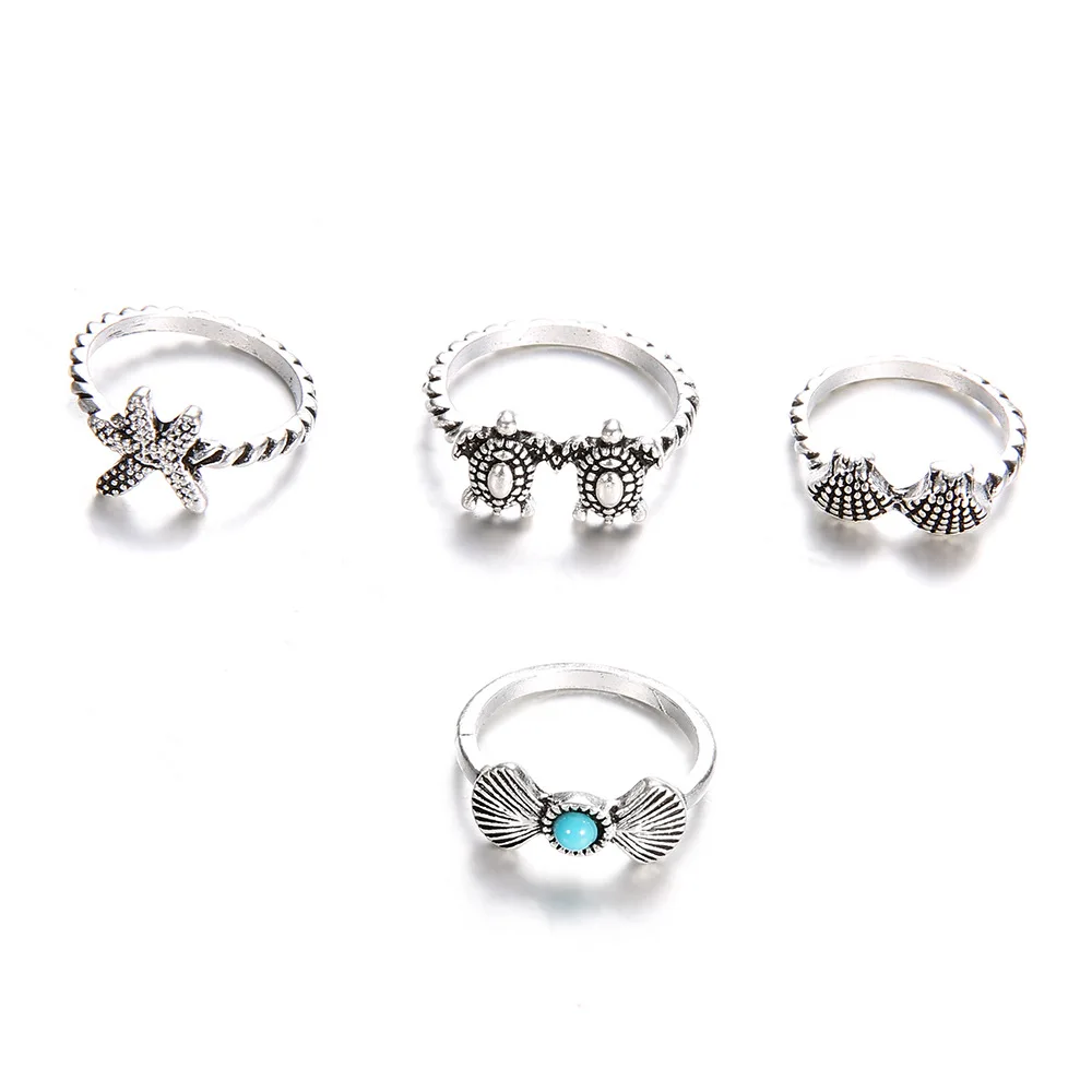 DoreenBeads модные летние кольца серебристого цвета крученая круглая Черепаха