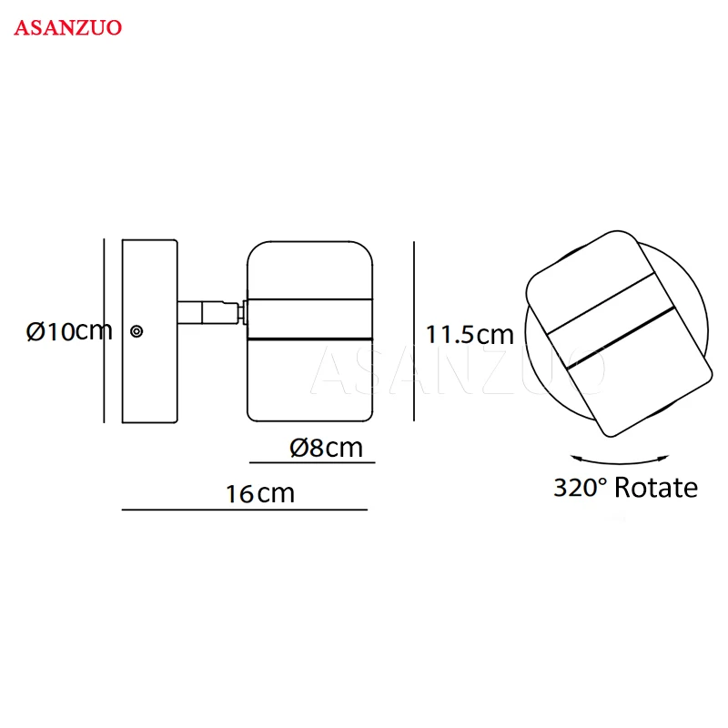 Светодиодный вращающийся Настенные светильники Современный простой
