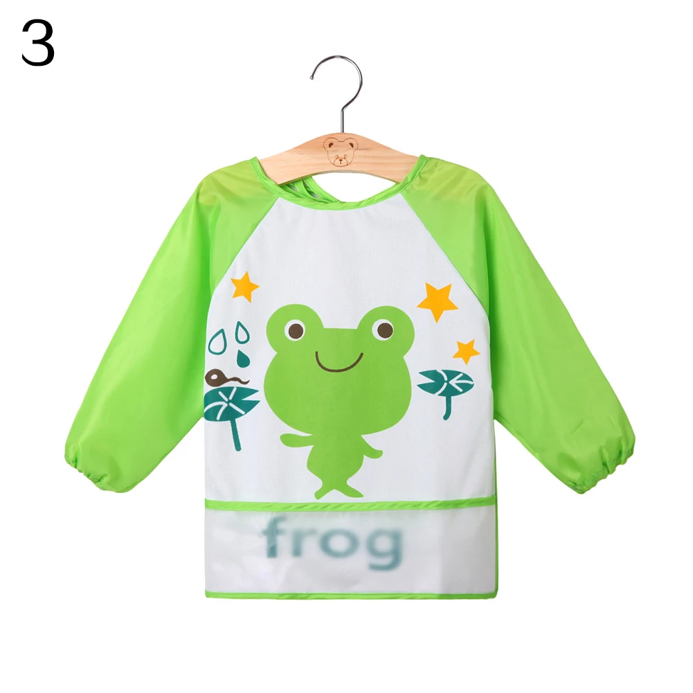 Small Frog Пластиковые Детские Водонепроницаемые нагрудники для кормления, Детские Мультяшные нагрудники, одежда для кормления с длинным рукавом, принадлежности для кормления грудью - Цвет: Small Frog