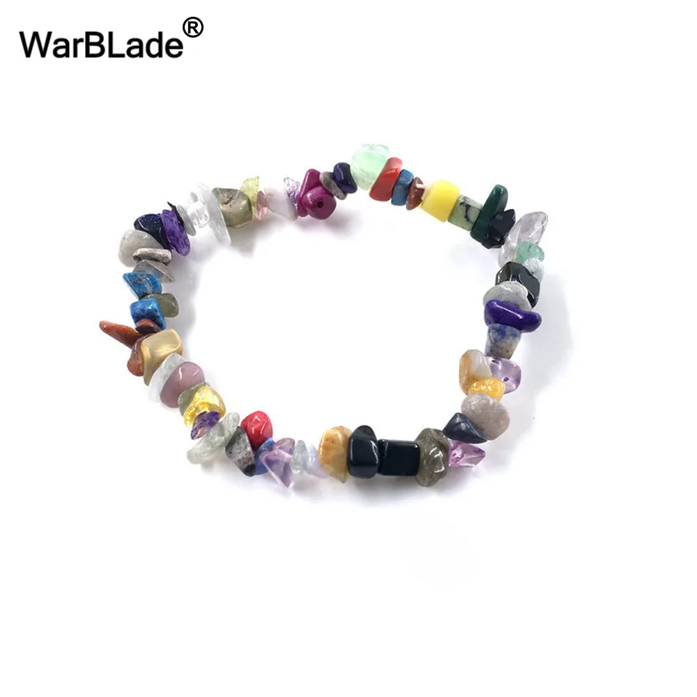 Colorful stone WarBLade 10 шт. натуральный браслет с драгоценным камнем стрейч чип бусины самородки гранат кристалл черный оникс Amazon браслет браслеты для женщин - Окраска металла: Colorful stone