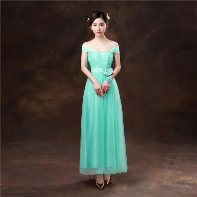 2018 длинное бирюзовое платье для подружки неветы короткое на одно плечо с