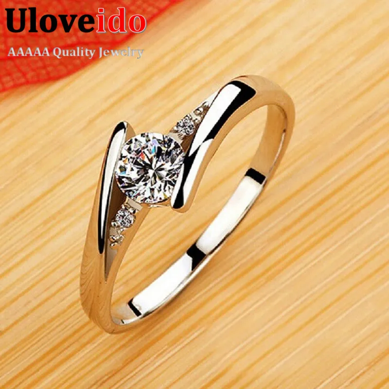 Uloveido винтажные Свадебные Кольца для женщин серебро розовое золото кубического