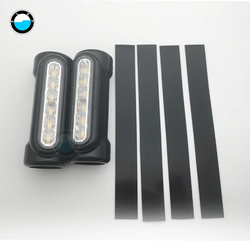 For VictoryRoad King Street Glide Softail Fat Boy Motorcycle Highway Bar Switchback Turn Signal Light White Amber LED. |