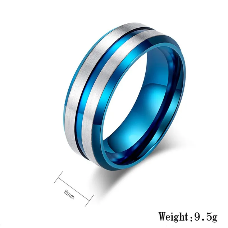 ZTYDEMO Silver Matte Brushed Wedding Rings for Men 8MM 316L Stainless Steel Boy Engagement Accessories Male Ring Jewelry | Украшения и