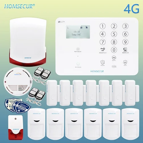 Kit 2 HOMSECUR 2 комплекта для выбора беспроводной и проводной 4G/GSM охранная сигнализация+ беспроводная IP камера - Цвет: Kit 2