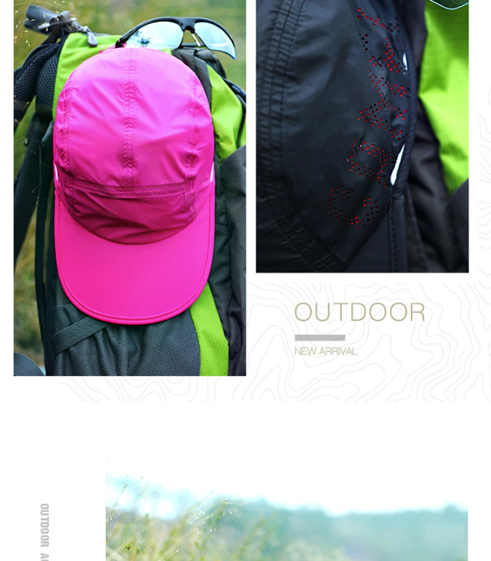 CAMEL Unisex Nylon Outdoor Visor Hat Quick Drying Ultralight Breathable Comfortable Adjustable Hiking Camping Fishing Cap
