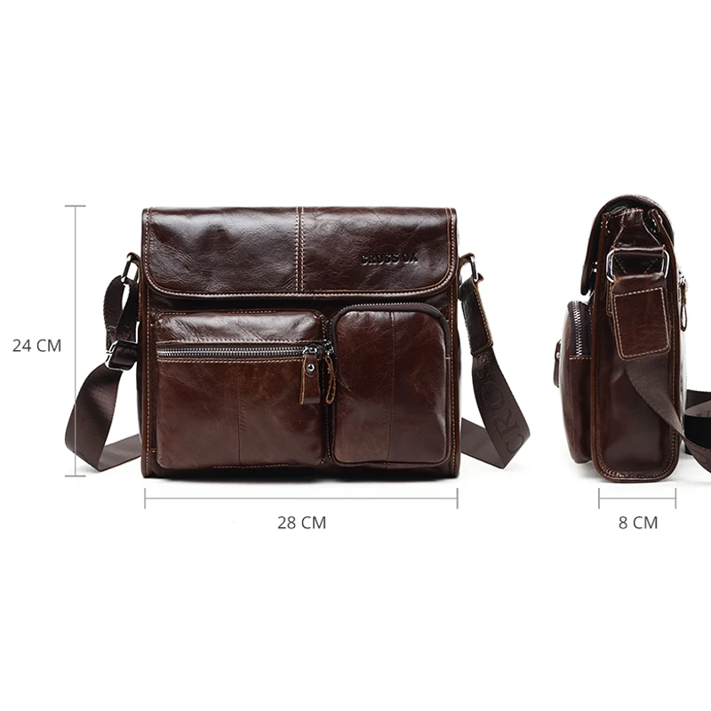 CROSS OX Сумка мужская кожаная через плечо Много карманов Лучший подарок для мужчин