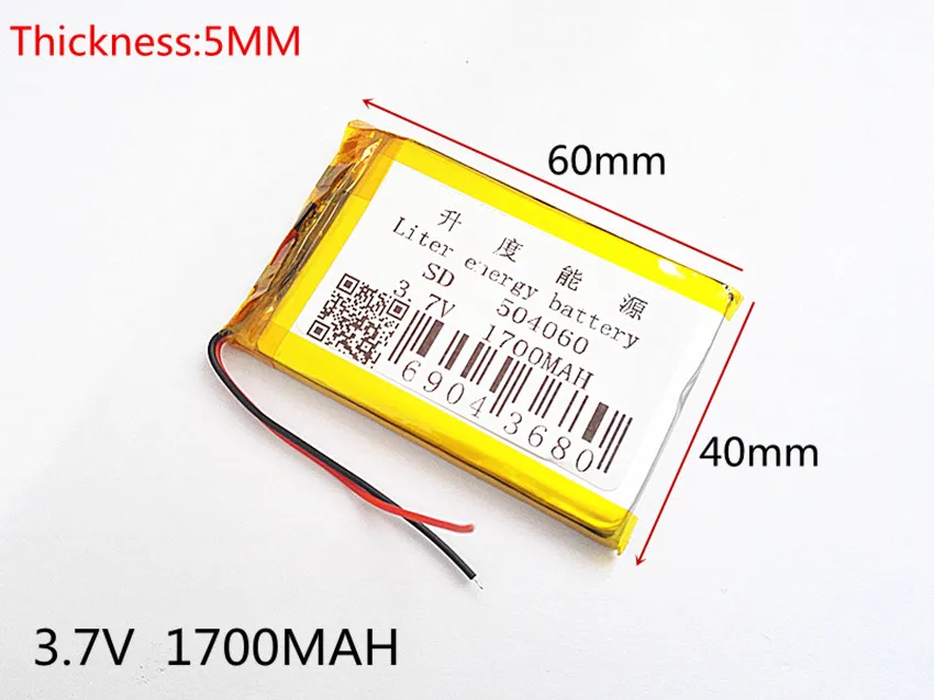 3 7 V 1700mAH 504060 PLIB Полимерный литий ионный/литий ионный аккумулятор для GPS mp3 mp4 mp5 dvd