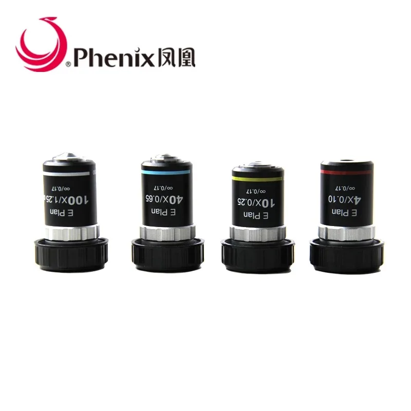 Phenix microscope 4X 10X 40X 100X Infinity Plan Achromatic Objective lens Excellent Optical System for PH100 Series | Инструменты