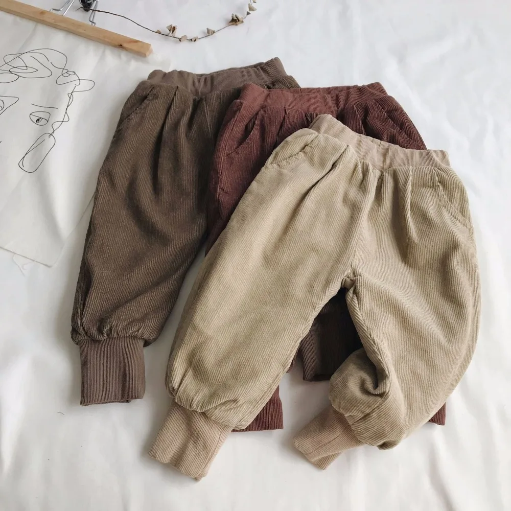 WLG/зимние вельветовые плотные штаны для мальчиков и девочек Детские теплые