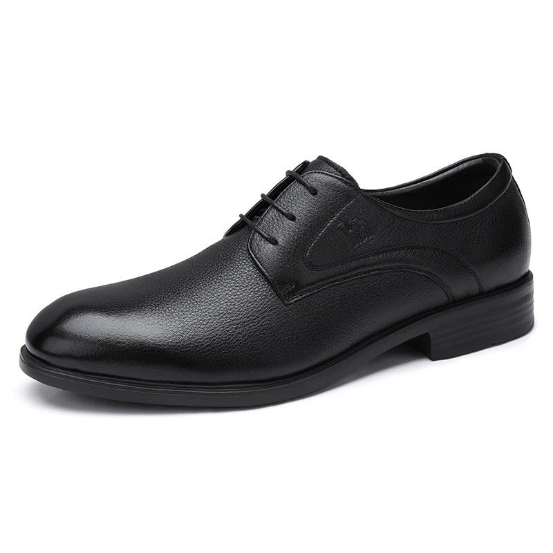 A832256360BLACK CAMEL/Новинка; Мужские модельные туфли в деловом стиле из натуральной кожи; офисные Повседневные Удобные туфли из мягкой мятой кожи; Легкие устойчивые туфли дерби; S - Цвет: A832256360BLACK