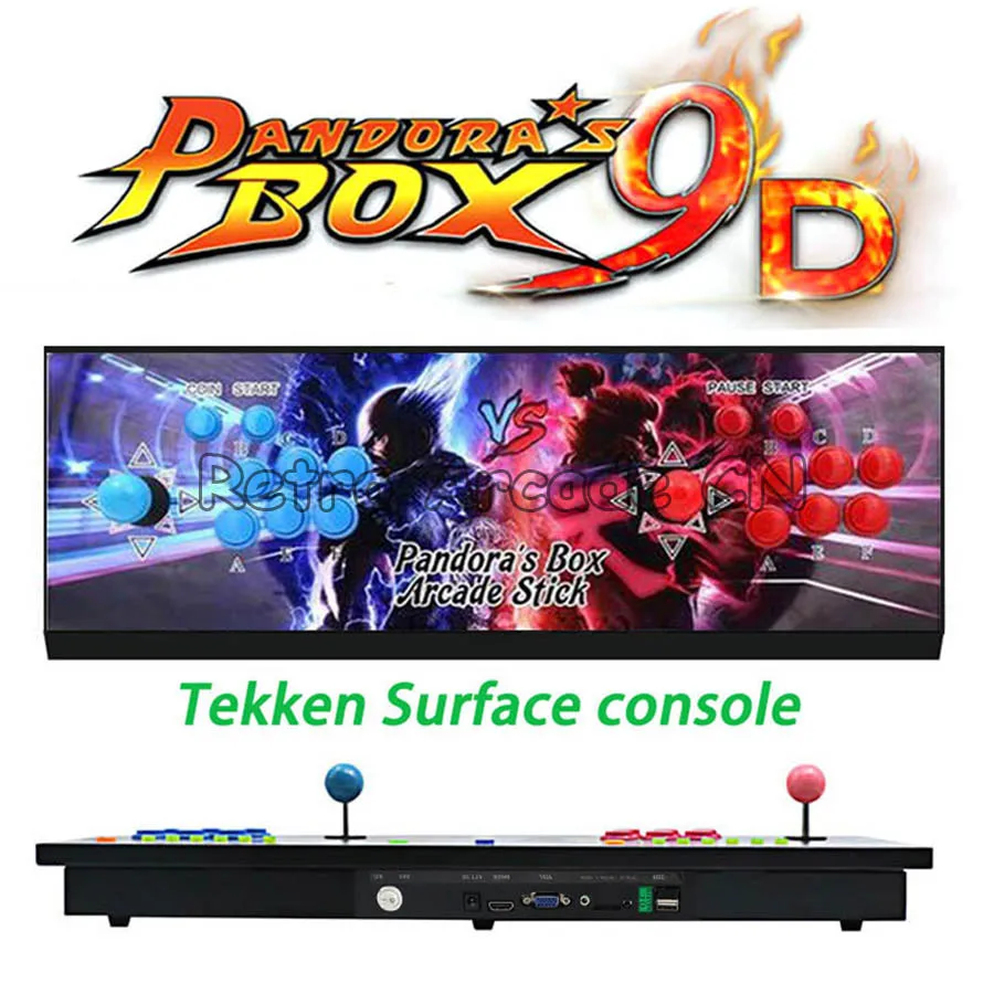 Pandora box 9d 1500/2222 в 1 Консоль 2 плеера джойстик Кнопка Разъем HDMI VGA HD usb для ПК ps3 pandora's box 5s 6s 7 - Цвет: Tekken