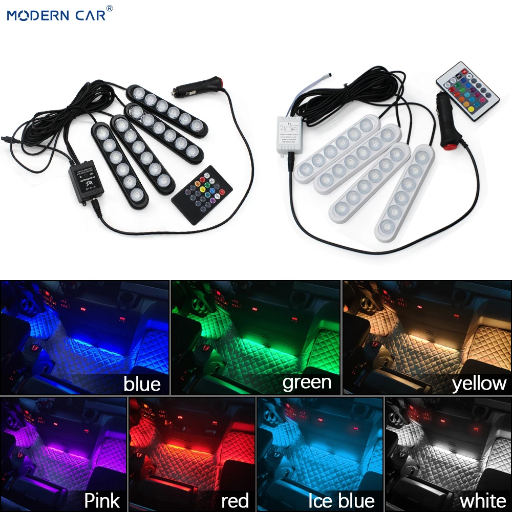 Современный Автомобиль 2019 Новое поступление 4 в 1 6 светодиодов RGB DRL автомобильная