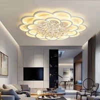 hot crystal modern led ceiling lights for living room bedroom master room home deco ceiling lamp fixtures white finish