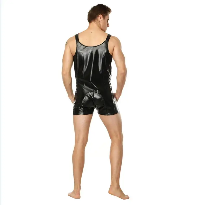 M-2XL размера плюс 2018 сексуальное боди Для мужчин Искусственная кожа передняя молния промежность боди Фетиш костюмы из PU искусственной кожи, ... от AliExpress WW