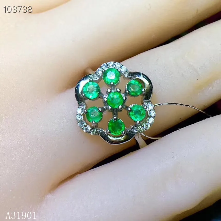 

Silver jewelry wholesale 925 Silver-inlaid Natural Emerald Female Ring Support Detection