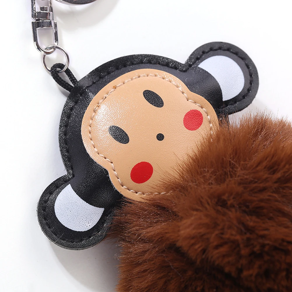 Милый мультфильм обезьяна искусственный Мех животных пушистый комочек брелок